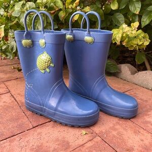Blue Kids Rain Boots with Frog Design